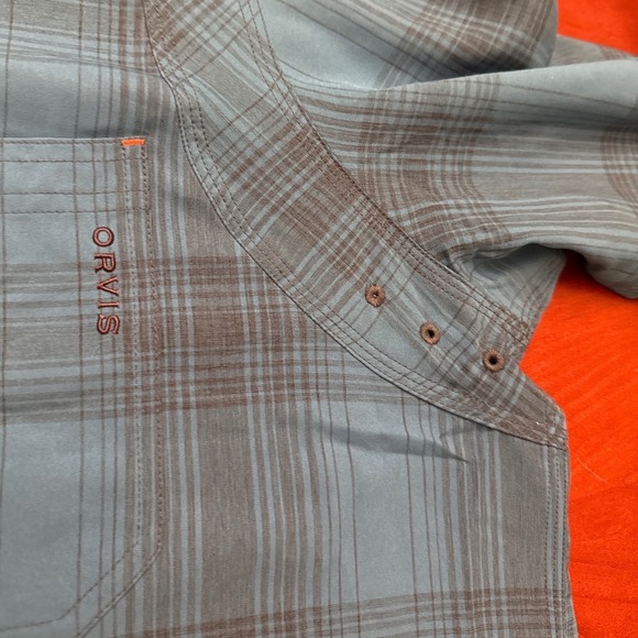 Orvis men's button down XXL blue plaid UPF 40 sun protect NWT long sleeve vented - Picture 9 of 10
